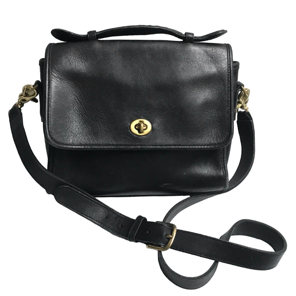 Vintage Coach Black Leather Crossbody Bag 0323